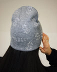 Rhinestone $ Beanie in Grey