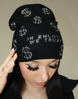 Rhinestone $ Beanie in Black