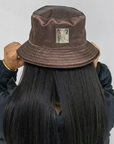 Satin Bucket Hat in Brown