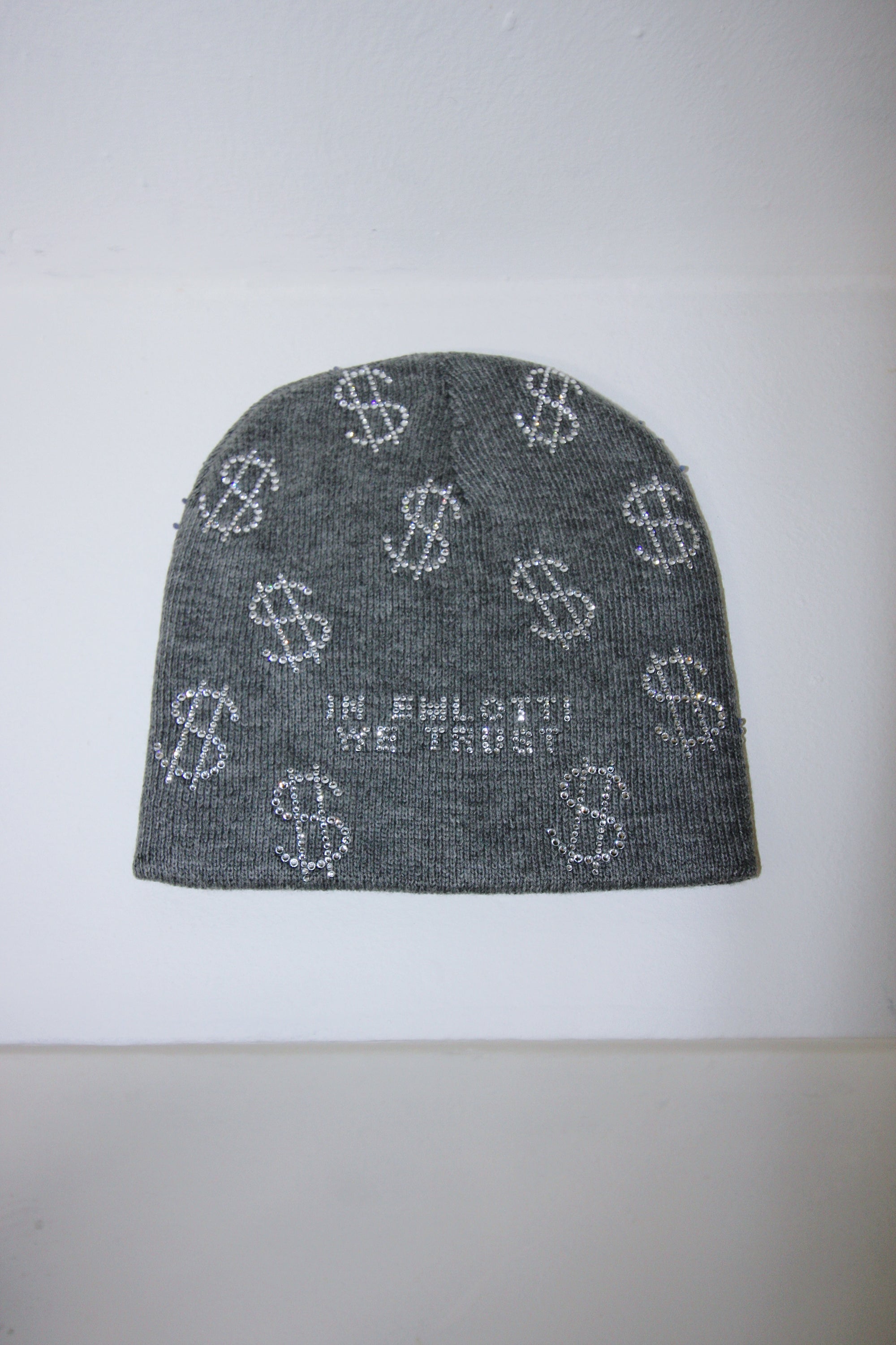 Rhinestone $ Beanie in Grey