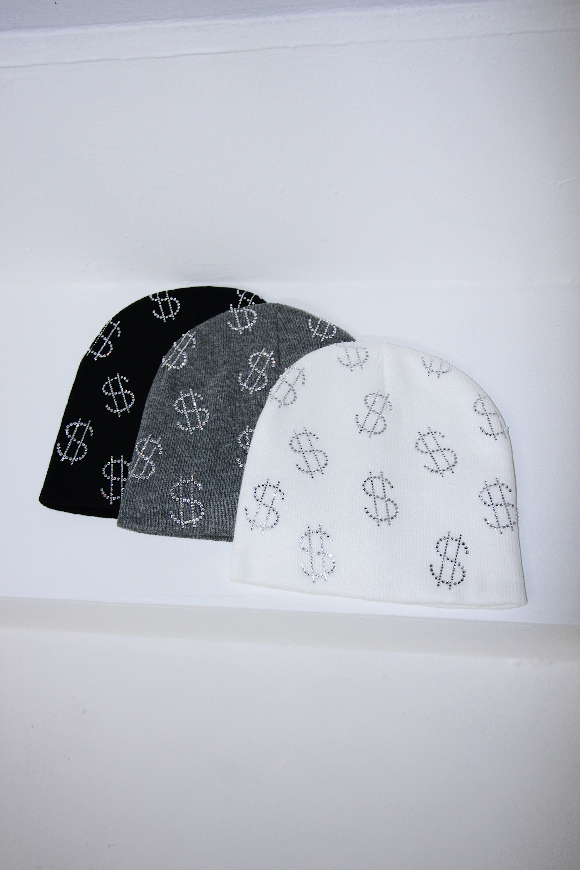 Rhinestone $ Beanie in Black