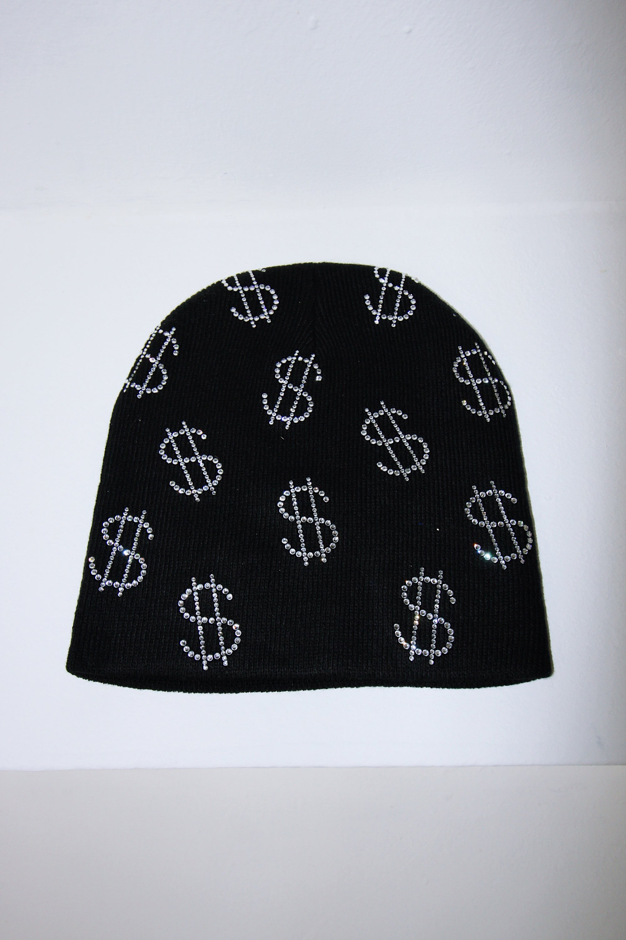 Rhinestone $ Beanie in Black