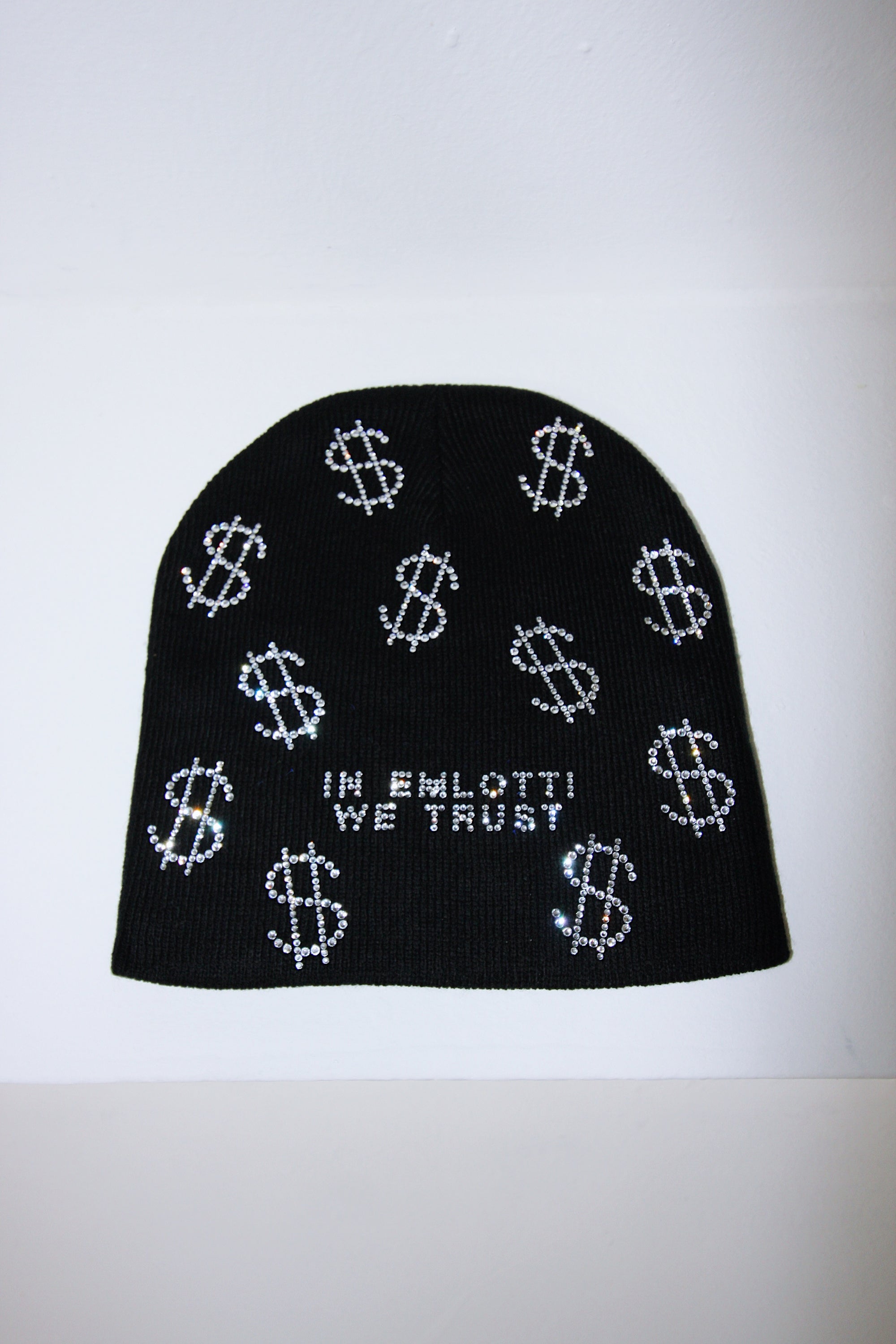 Rhinestone $ Beanie in Black