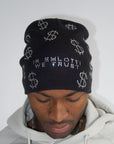 Rhinestone $ Beanie in Black