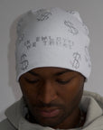 Rhinestone $ Beanie in White