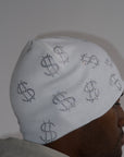 Rhinestone $ Beanie in White