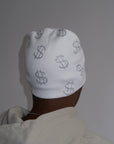 Rhinestone $ Beanie in White