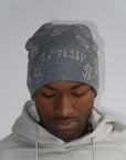 Rhinestone $ Beanie in Grey