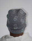 Rhinestone $ Beanie in Grey