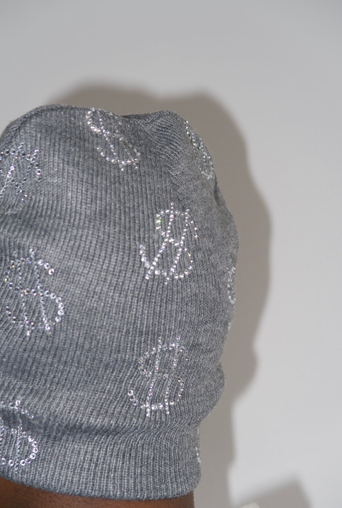 Rhinestone $ Beanie in Grey