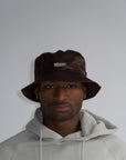 Satin Bucket Hat in Brown