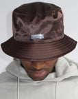 Satin Bucket Hat in Brown