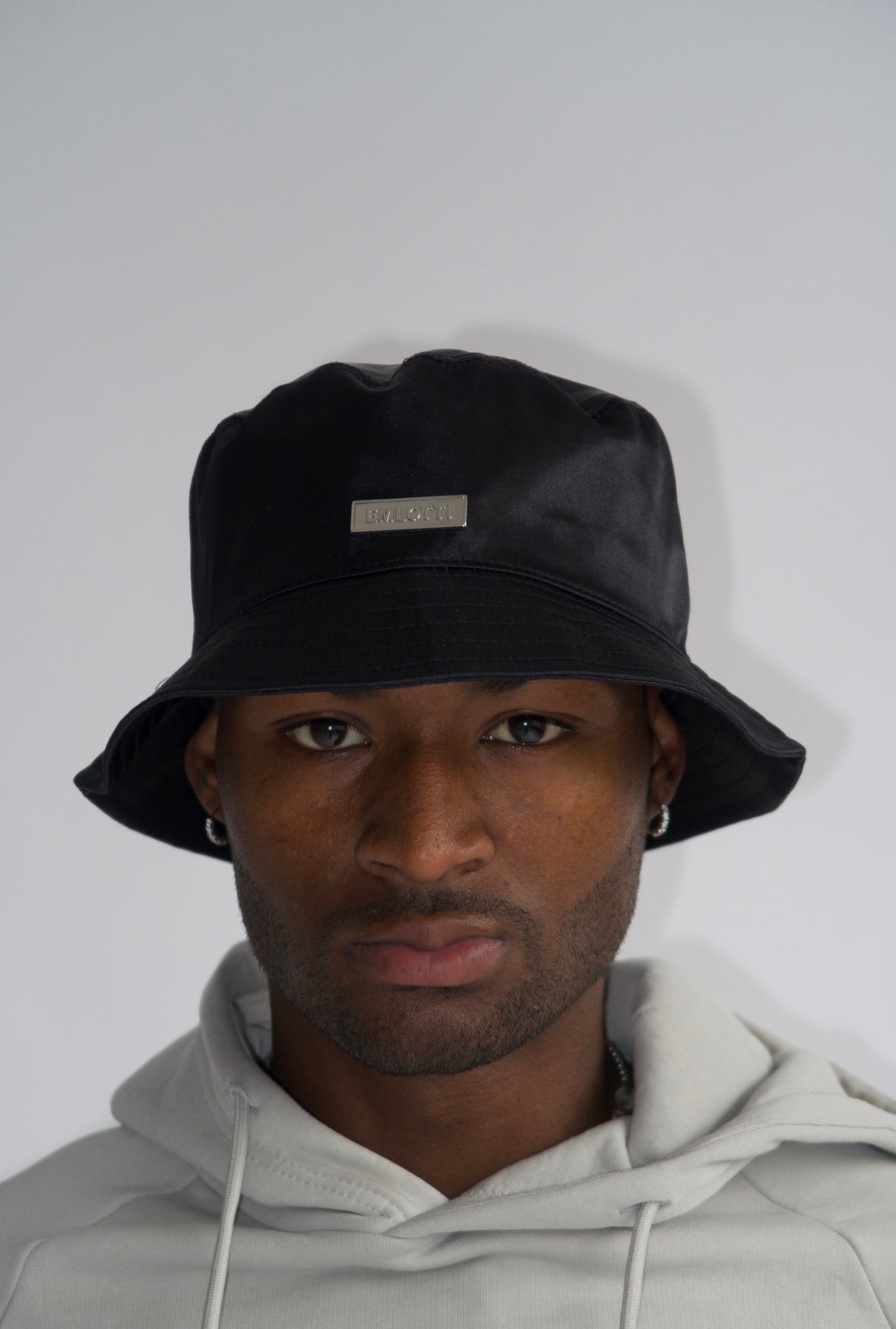 Satin Bucket Hat in Black