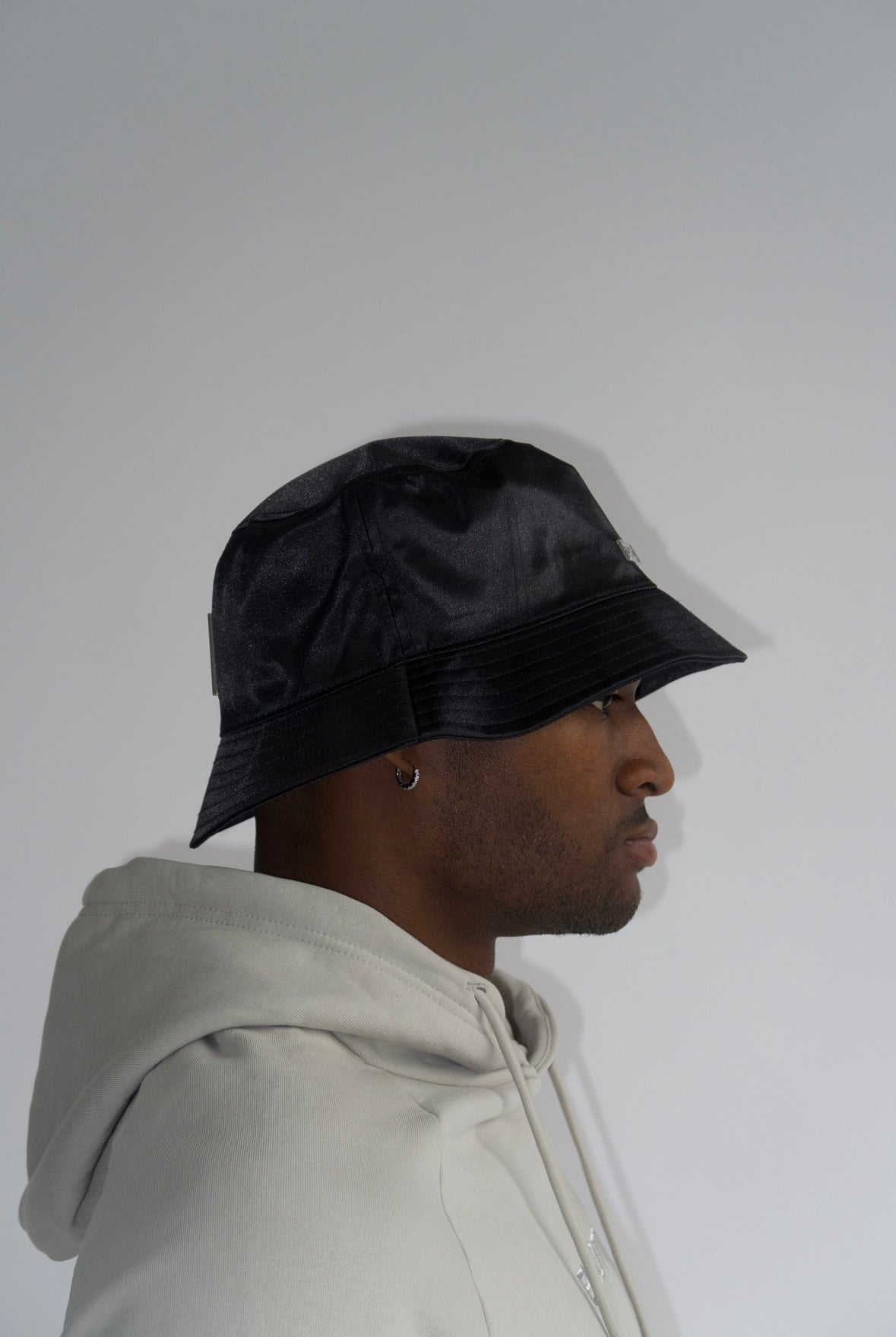 Satin Bucket Hat in Black