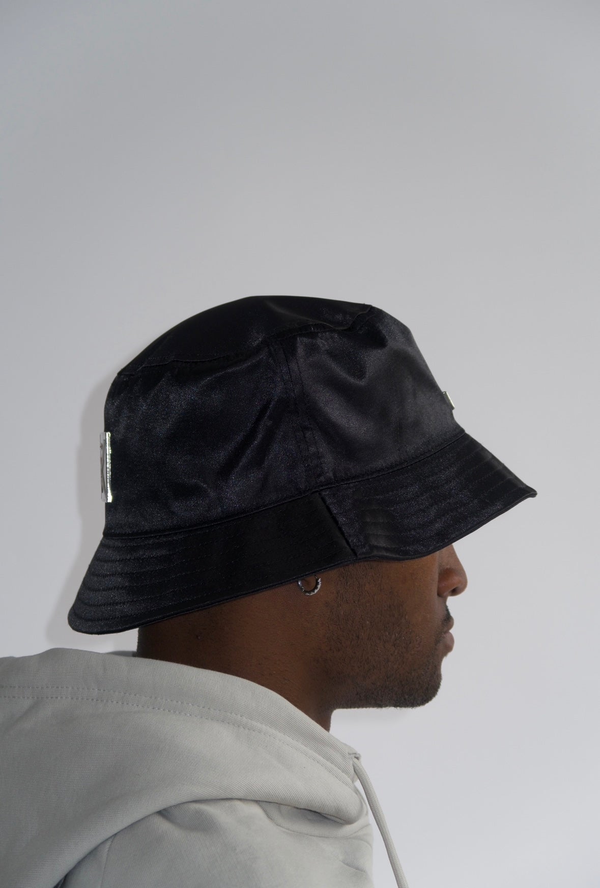 Satin Bucket Hat in Black