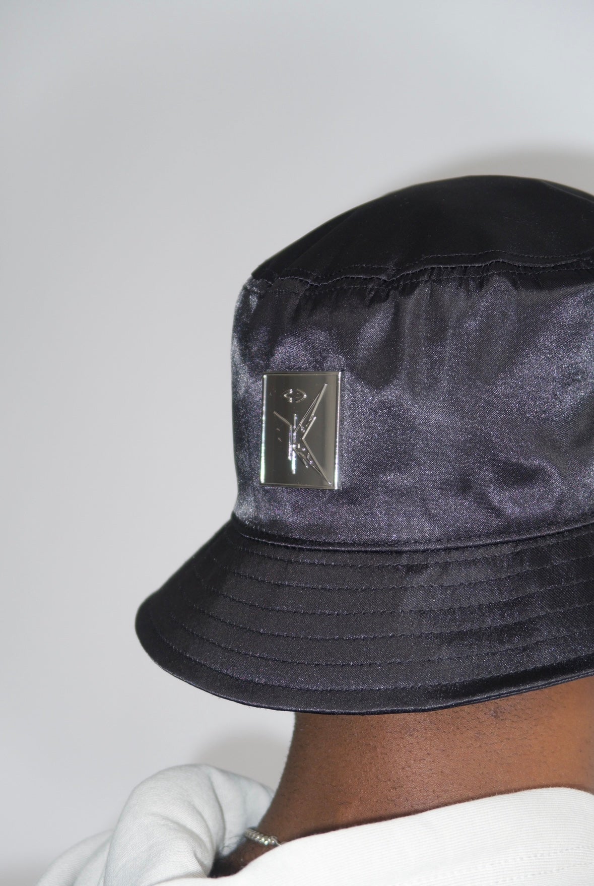 Satin Bucket Hat in Black