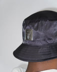 Satin Bucket Hat in Black