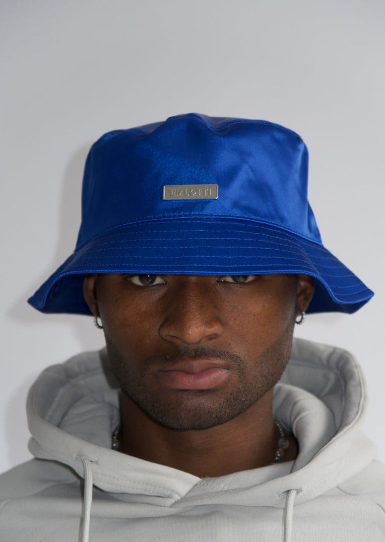 Satin Bucket Hat in Blue