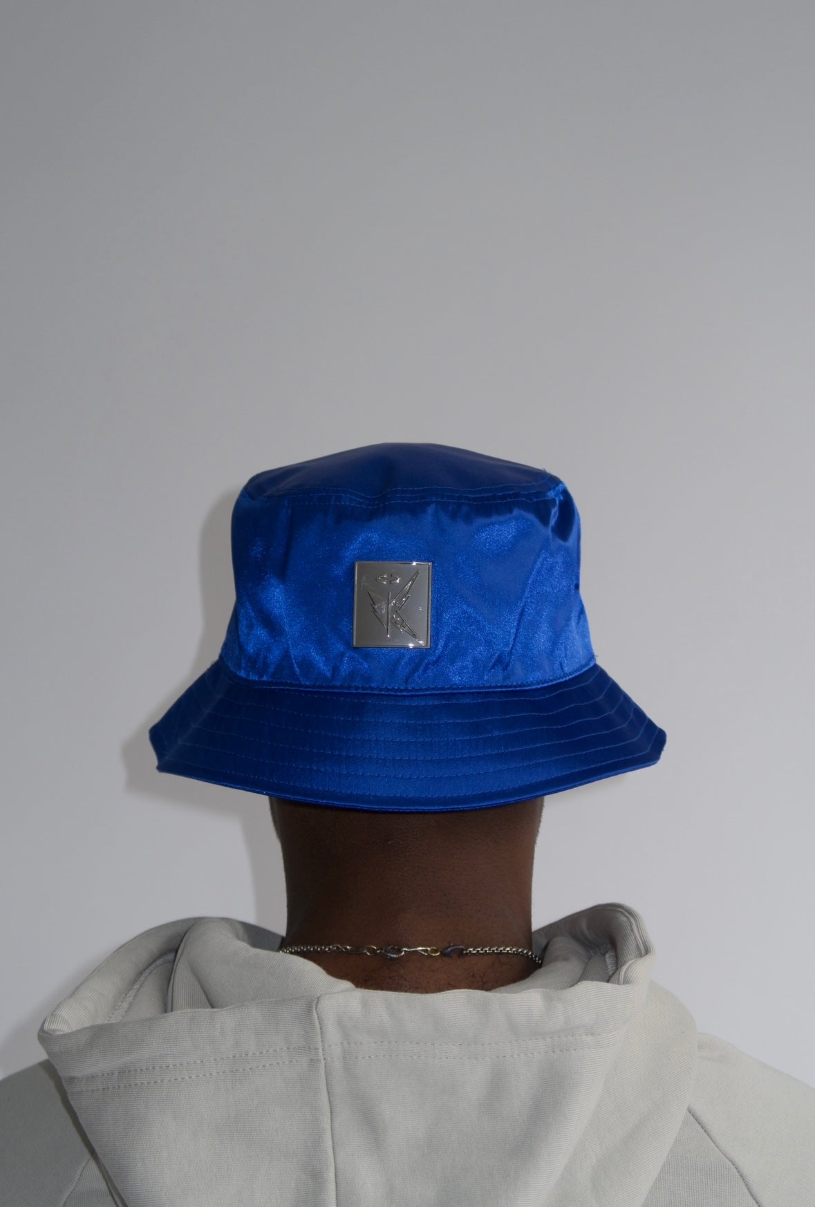 Satin Bucket Hat in Blue