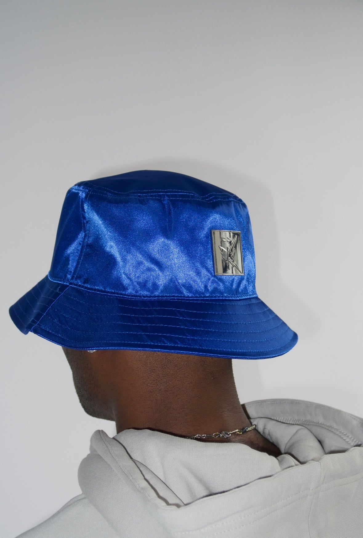 Satin Bucket Hat in Blue