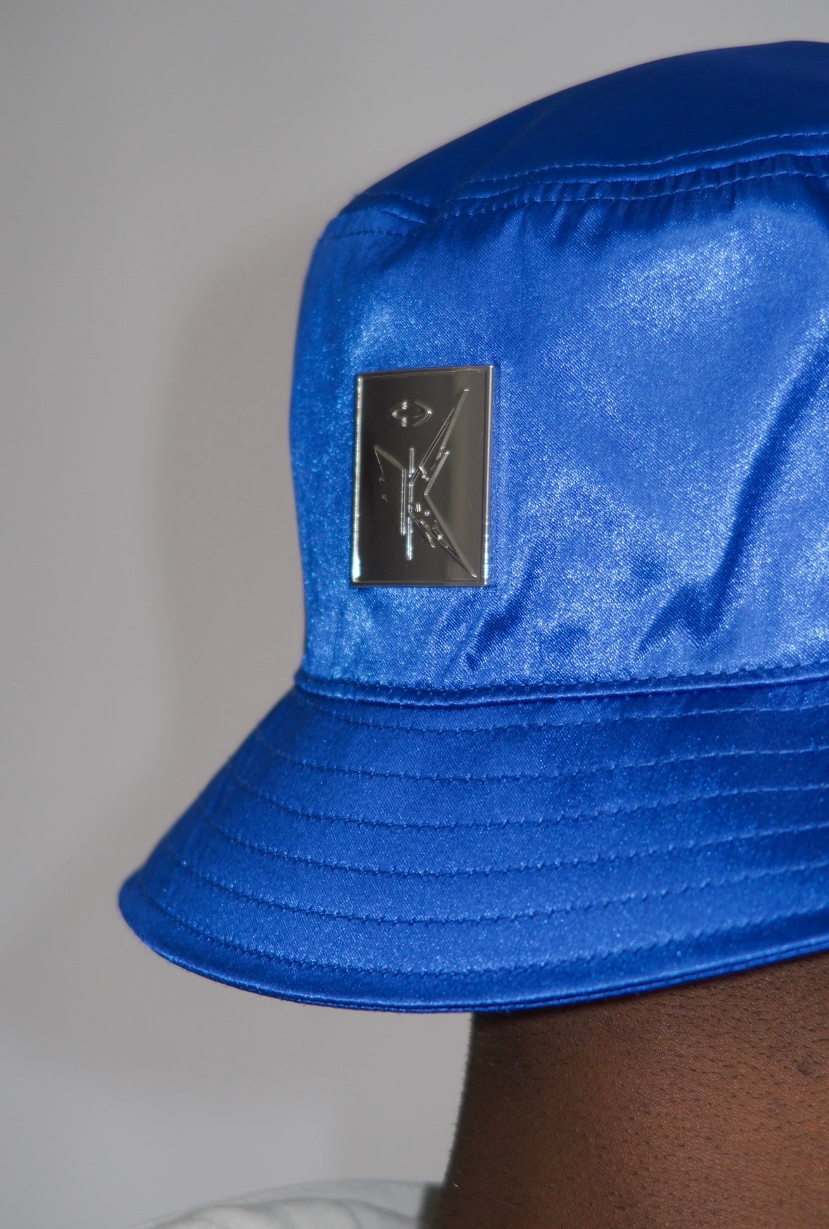 Satin Bucket Hat in Blue