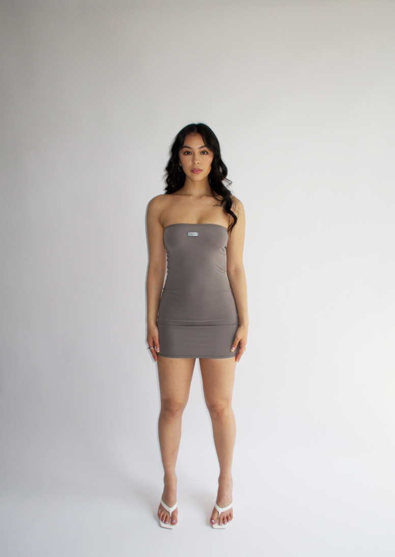 Grey Mini Cut-out Dress